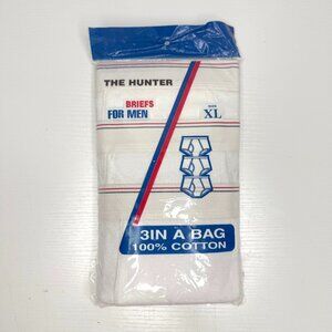 Vintage THE HUNTER 3 Pack Cotton Briefs Underwear Mens XL 36-38 White NEW